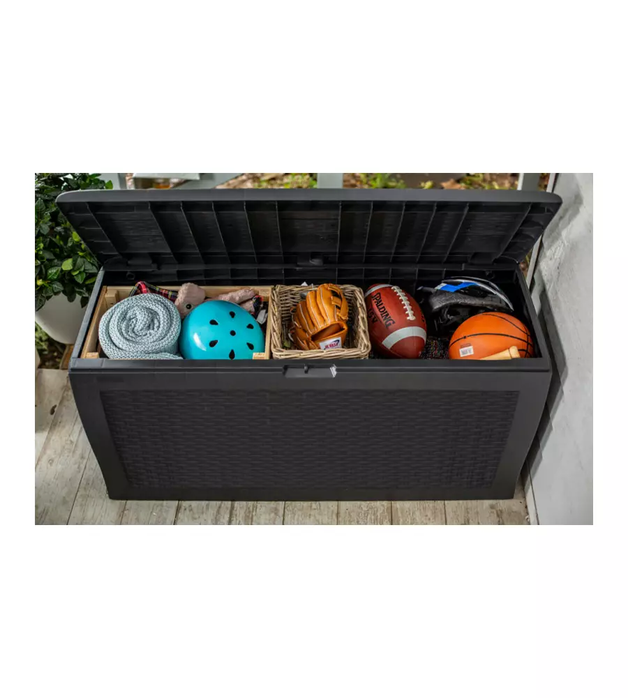 BAULE DA ESTERNO CON RUOTE KETER "SAMOA" IN RESINA MARRONE 270 LT 116X44,7X57 CM